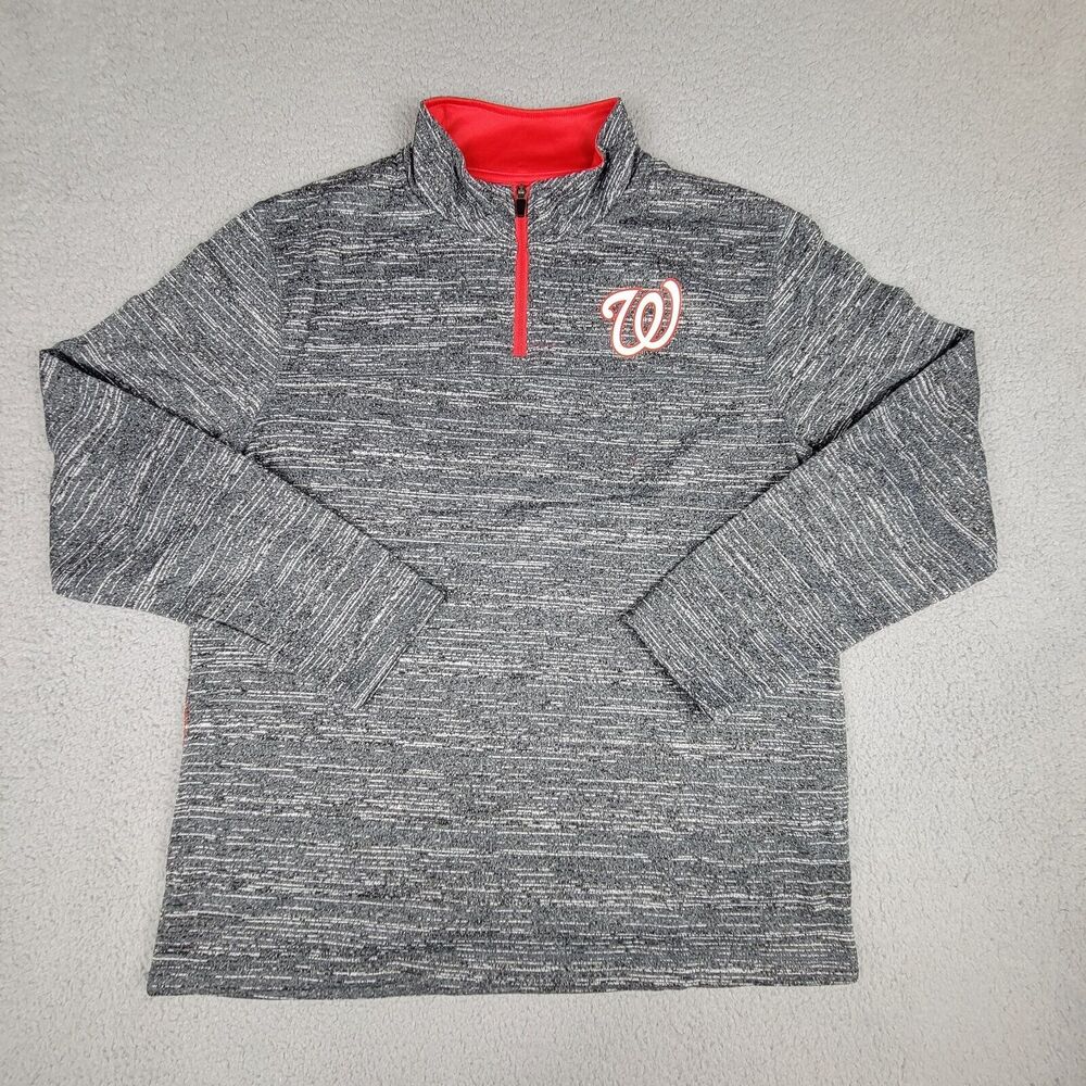Washington Nationals Mens Large Sweatshirt Getting Faster Space Dye 1/4 Zip Gray